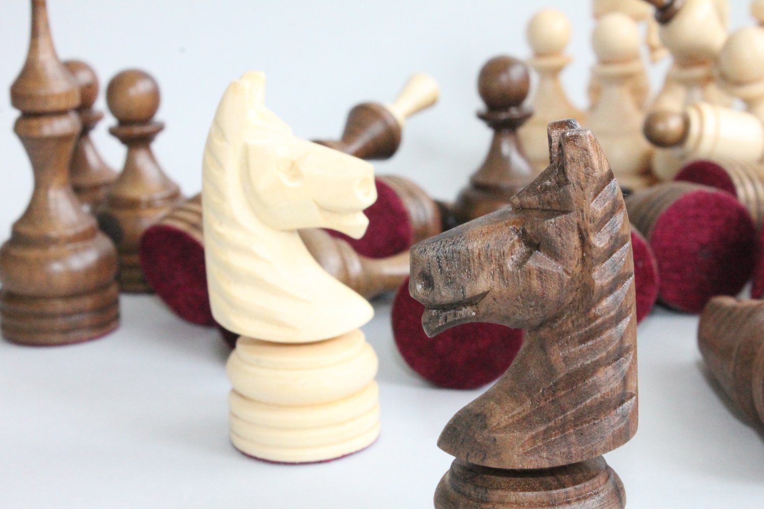 Wooden handmade carved chess