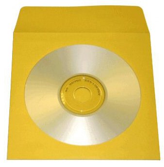 100 YELLOW CD PAPER SLEEVES w/ WINDOW & FLAP - JS204