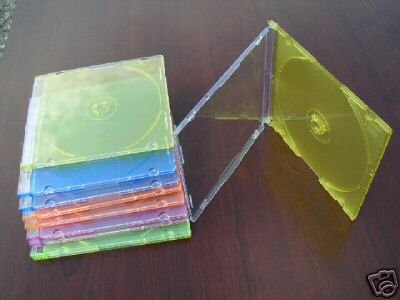 100 5.2mm SLIM CD JEWEL CASES W/ COLOR TRAY- PSC16MIX