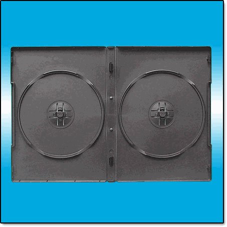 50 BLACK DOUBLE DVD CASES - CLIPS ON SPINE - PSD33
