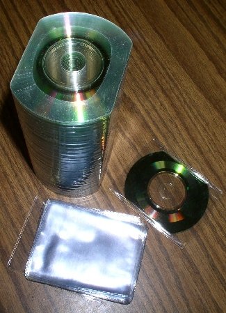 100 RITEK BUSINESS CARD CDRs, 32X, SILVER, W/SLEEVE