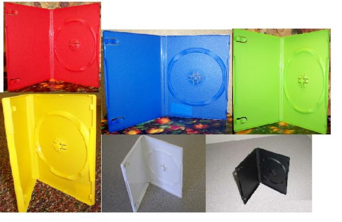 50 NEW STANDARD DVD CASES, MIXED COLORS! OPAGUE