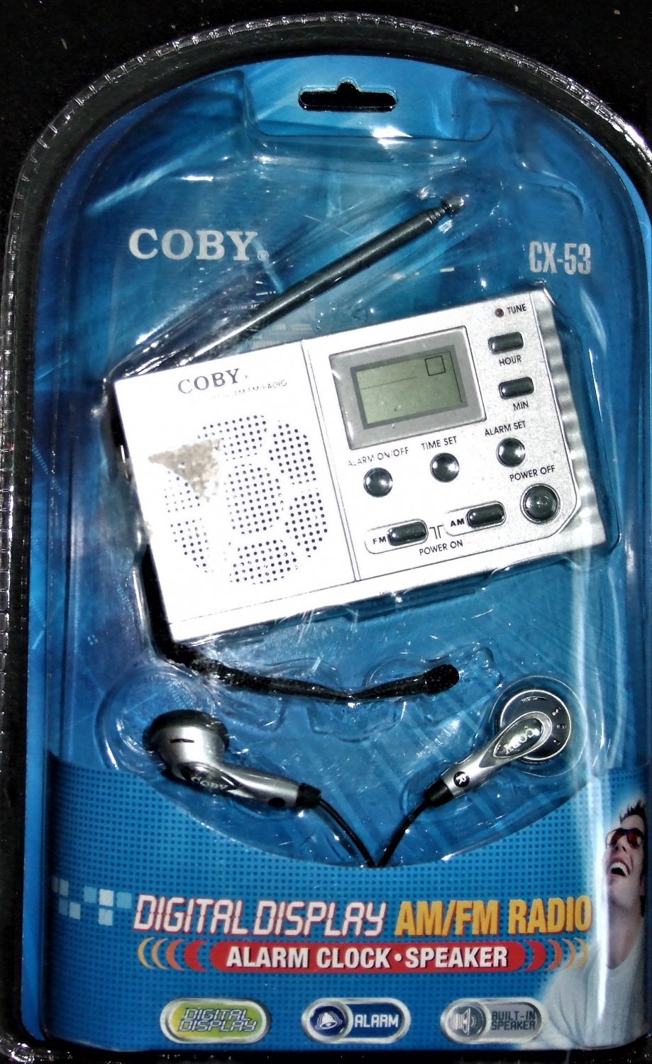 coby cx 53 digital display am fm radio ~ alarm clock speaker headphones
