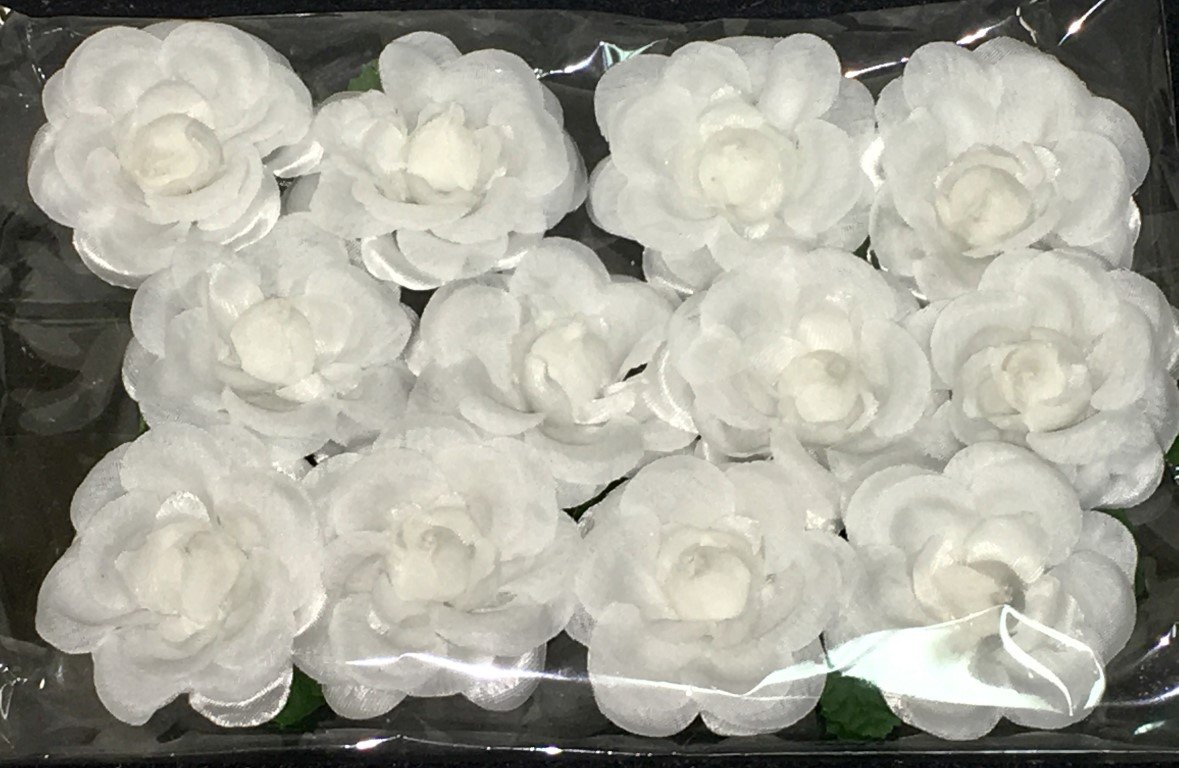 Beautiful White Silk Flowers 1 Dozen White Rosebuds with Green Stems - 12 Flowers