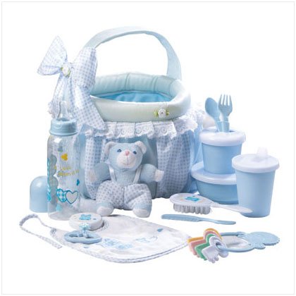 baby gift basket set in blue