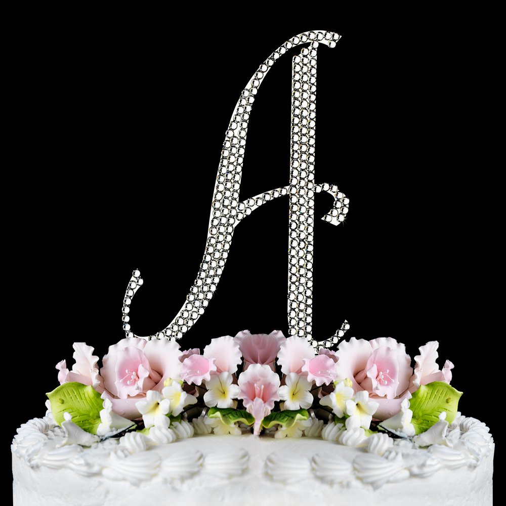 Large - Swarovski Crystal Alphabet Wedding Cake Toppers