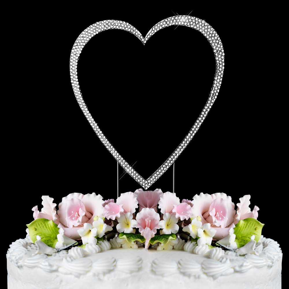 Large - Swarovski Crystal Heart Wedding Cake Topper