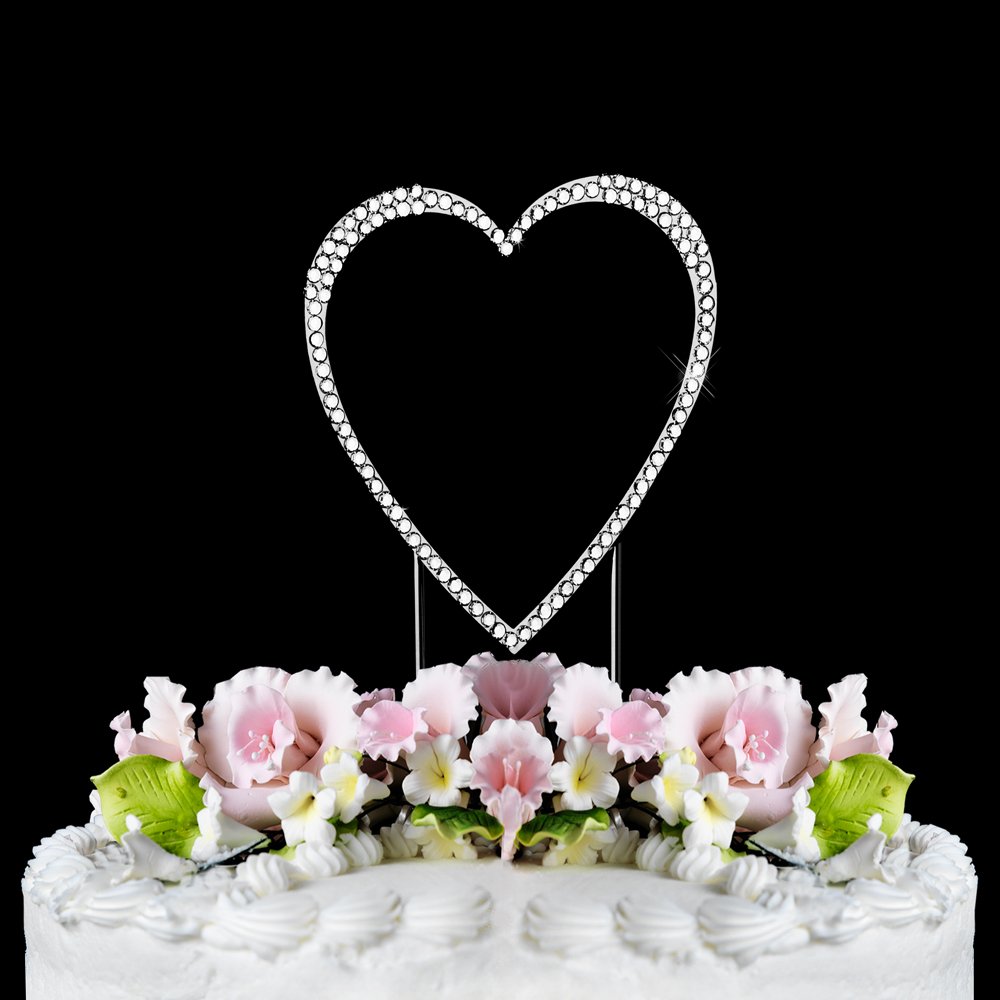 Small - Swarovski Crystal Heart Wedding Cake Topper