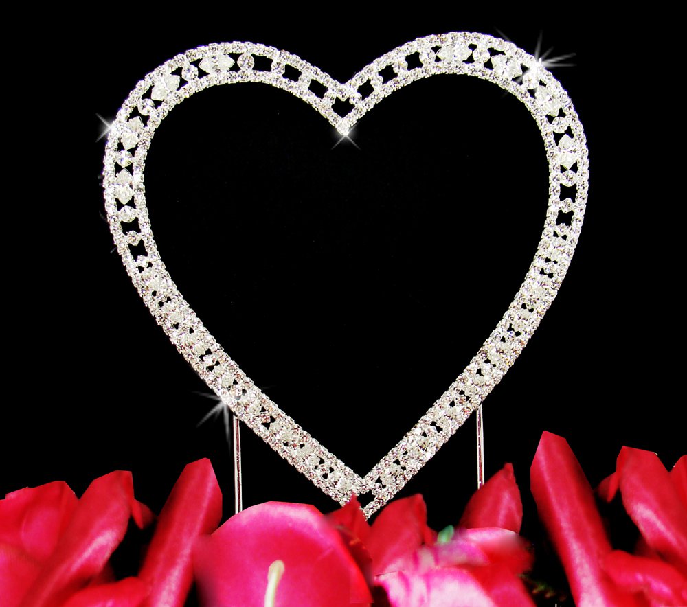 Small - Vintage Swarovski Crystal Heart Wedding Cake Topper