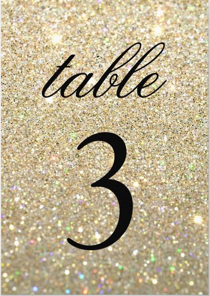 Table Number Cards - Gold Glit Fab (Qty 5)