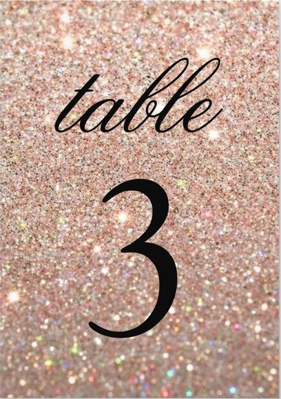 Table Number Cards - Rose Gold Glit Fab (Qty 5)