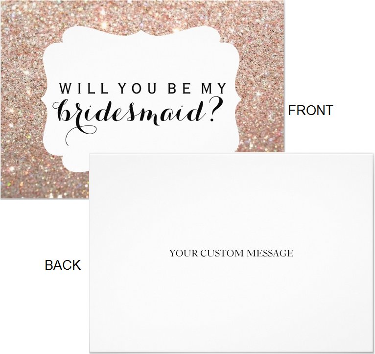 Will You Be My Bridesmaid Cards Rose Gold Fab Crest (Qty 5)