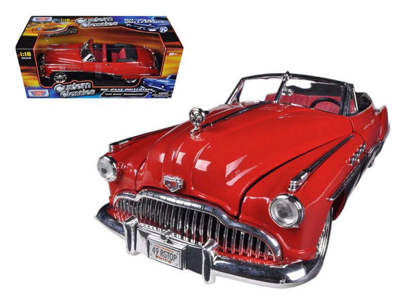 1949 Buick Roadmaster Red/Black Custom 1/18 Diecast Car Model by Motormax
