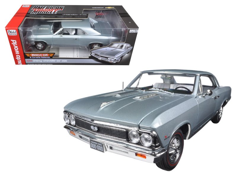 1966 Chevrolet Chevelle SS Silver Chateau Slate Limited Edition 1/18 Diecast Model Car by Autoworld