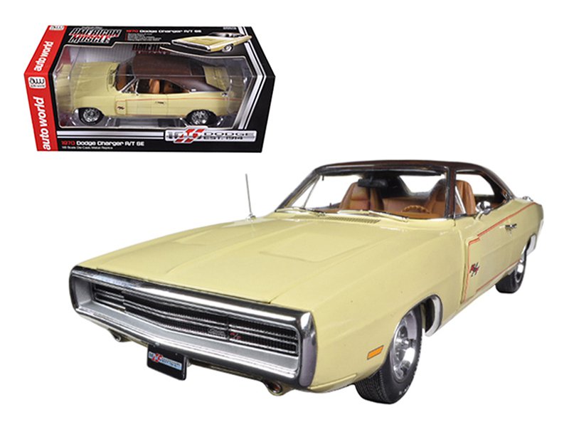 1970 Dodge Charger RT/SE 440 Six Pack Cream Dodge Limited 1/18 Diecast Car Model by Autoworld