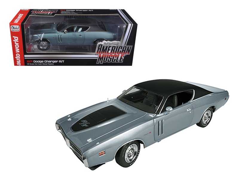 1971 Dodge Charger R/T Hemi (GA4) Gunmetal Grey Limited 1/18 Diecast Model Car by Autoworld