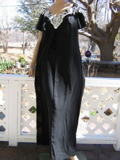 sold mc ??Floaty Chiffon Black satin Formal Dress evening Gown 14W