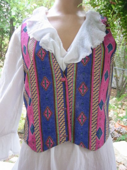 sold Cowgirl Vintage 70s Pink Purple VEST western M