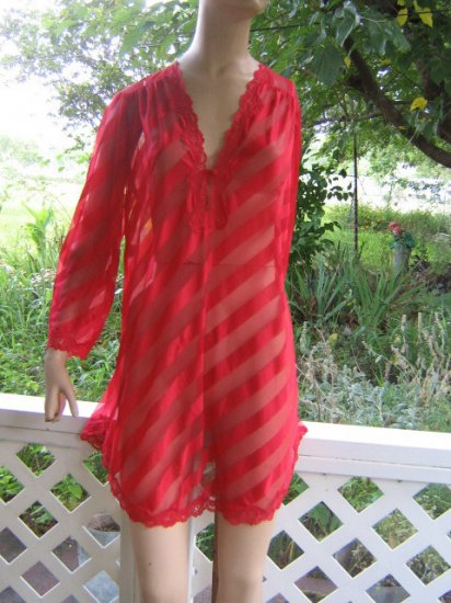 sold Vintage Jenelle Nightgown Babydoll Tunic SHEER Top Peignoir L