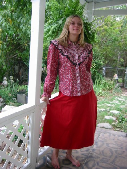 *+ CUTE Cowgirl western RED Denim A line skirt ~ 12