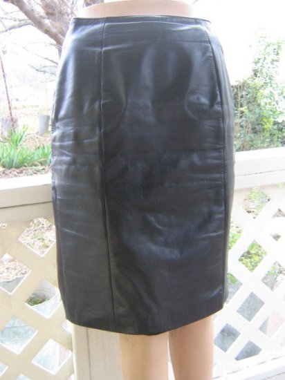 Black Leather Vintage Wilson Sexy Pencil Skirt S size 8