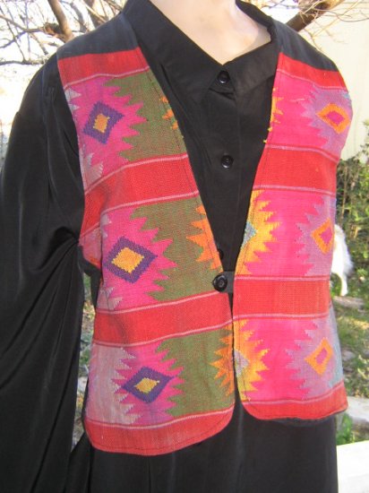 Cowgirl Western Pretty Native Indian Print Tapestry Vest