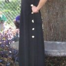 Reduced Half Price Evan Picone 70s Maxi Long Black Dress Seashell Buttons  S M Designer elegant