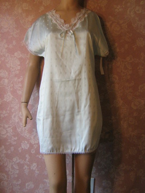 sold Avian Vintage Nightgown Babydoll aqua blue Satin Feminine Sexy NWT small