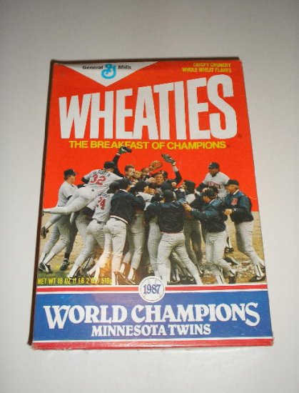 1987 Minnesota Twins Wheaties Box Free Ship !!!!