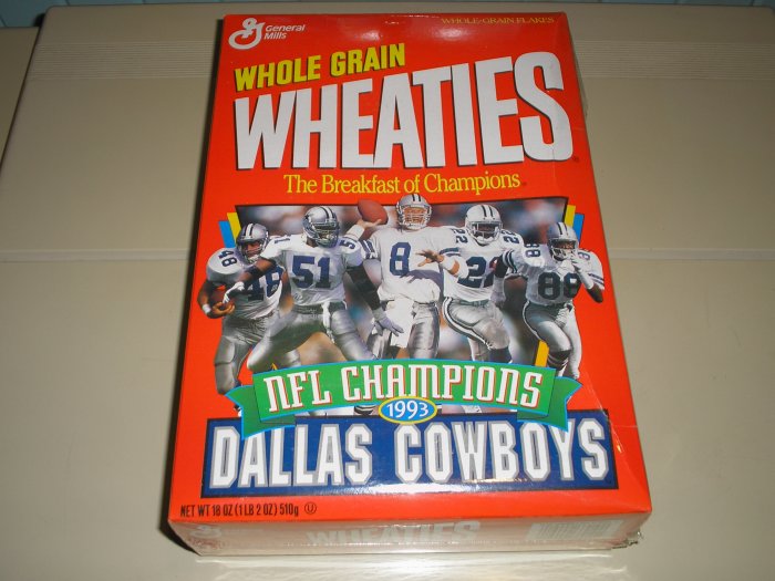 1993 Wheaties Dallas Cowboys NFL Champions Box Free Ship !!!!