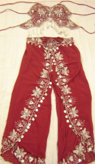 Red Belly Dance Top & Pant Set -- V0292
