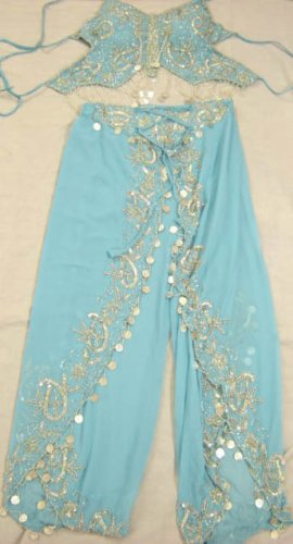 Light Blue Belly Dance Top & Pant Set -- V0289