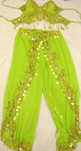 Green Belly Dance Top & Pant Set -- V0290