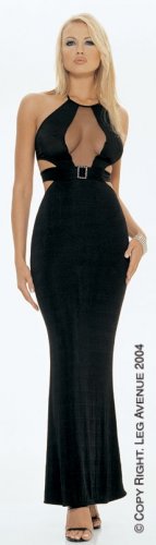 Slinky Sheer Black Halter Dress -- 8629