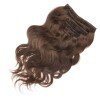 7pcs Body Wavy Clip In Remy Hair Extensions #4 Chocolate Brown 22 inch