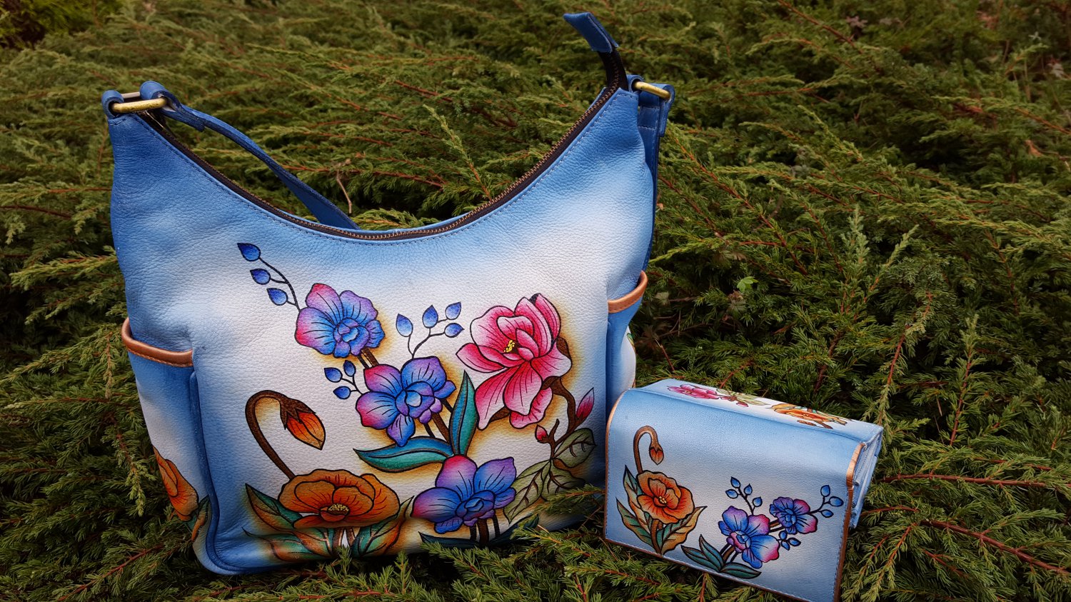 Genuine Leather Women's Handbag Hand Painted Handmade Shoulder Bag Hobo Tote,Satchel