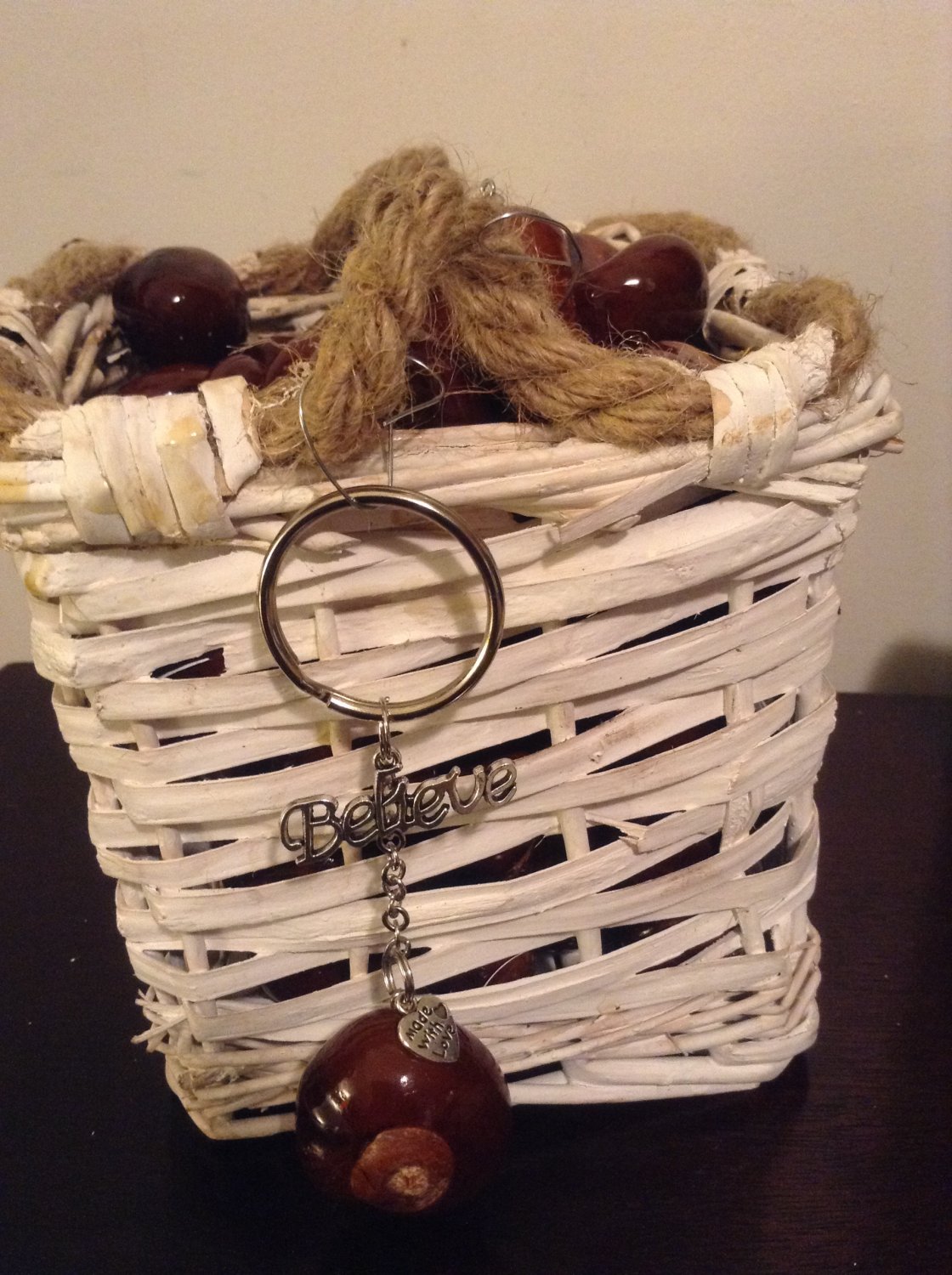Believe Lucky Charm Genuine Buckeye Keydhain handmade