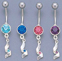 Sliver Jeweled Belly Ring