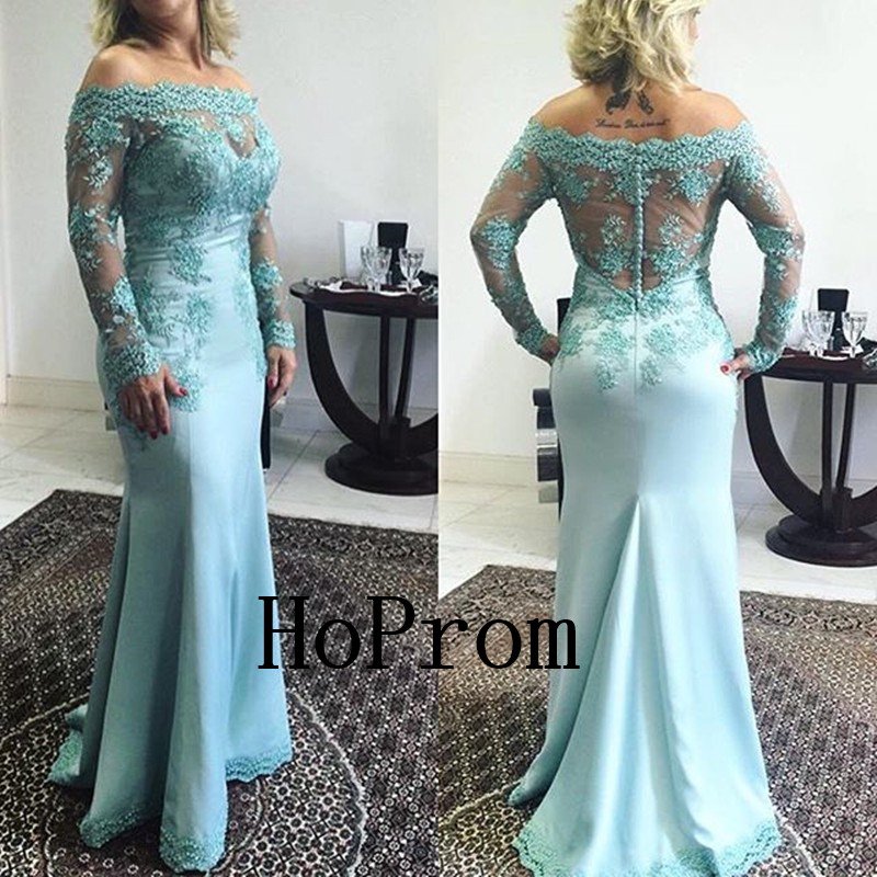 Long Prom Dress,Off Shoulder Prom Dresses,Long Sleeve Evening Dress