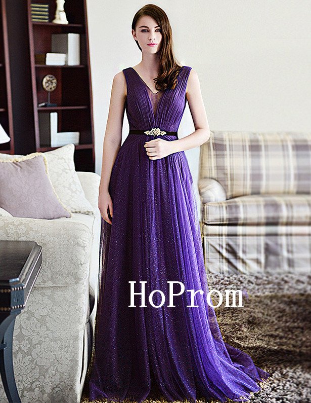 Sparkly Prom Dress,Purple Prom Dresses,Long Evening Dress