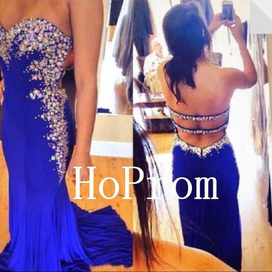 Strapless Prom Dress,Backless Prom Dresses,Beading Evening Dress