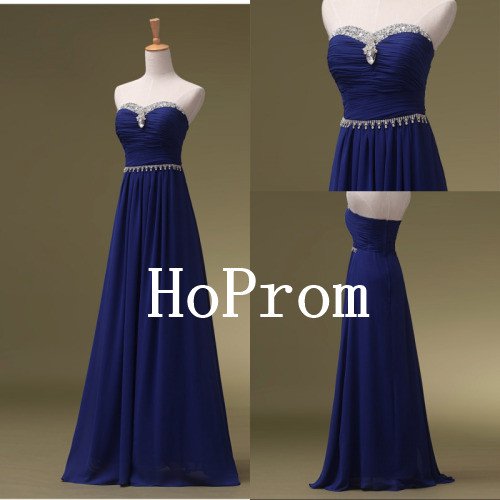 Long Chiffon Prom Dress,Royal Blue Prom Dresses,Evening Dress