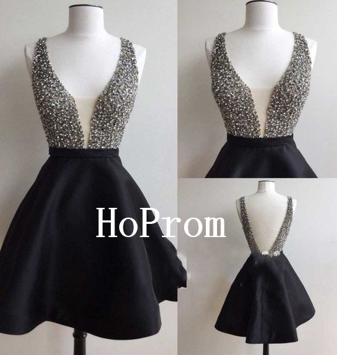 Black Beading Homecoming Dress,Short Homecoming Dresses,Prom Dress