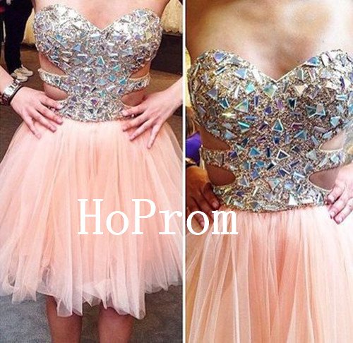 Beading Tulle Homecoming Dress,Short Homecoming Dresses,Prom Dress