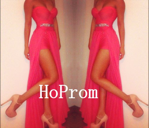 Sweetheart Prom Dress,Coral Chiffon Prom Dresses,Evening Dress