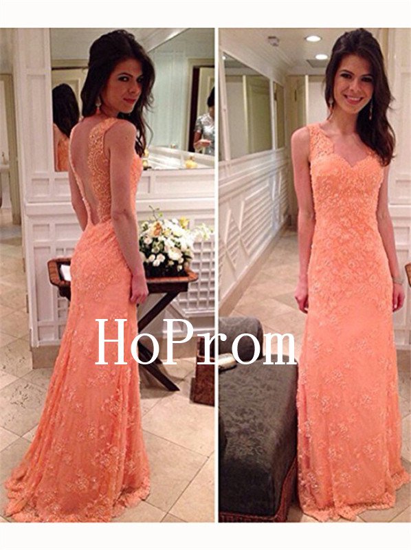 Lace Backless Prom Dress,Long Prom Dresses,Evening Dress