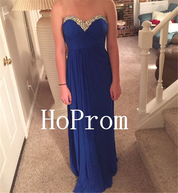 Sweetheart Prom Dress,Royal Blue Prom Dresses,Evening Dress