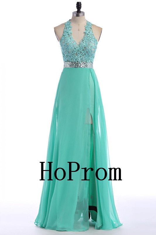 V-Neck Halter Prom Dress,Chiffon Prom Dresses,Evening Dress