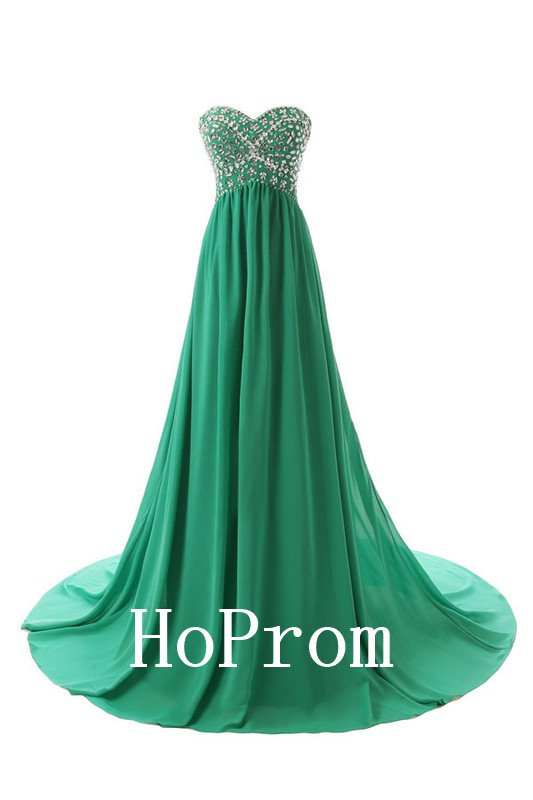 Sweetheart Green Prom Dress,Beaded Prom Dresses,Evening Dress