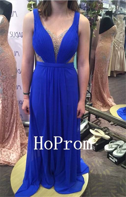 Sleeveless Blue Prom Dress,A-Line Prom Dresses,Evening Dress
